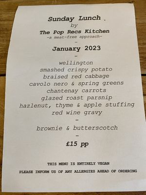  #Veganuary at Sonny's Coffee & Kitchen at Pop Recs in Sunderland