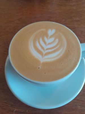 Oat Latte at Sonny's Coffee & Kitchen at Pop Recs in Sunderland