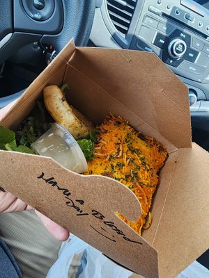 Loved the little notes on the boxes! at Seed Thyme & Harvest Plant-based Cuisine in Spartanburg