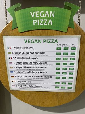 Pizza menu  at Vegano in Bangkok