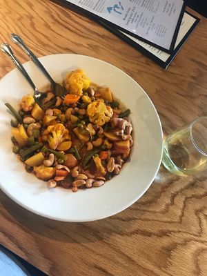 korma and recommended wine!  at Seva in Detroit