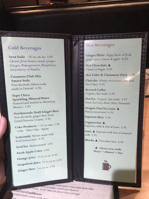 Menu   at Seva in Detroit