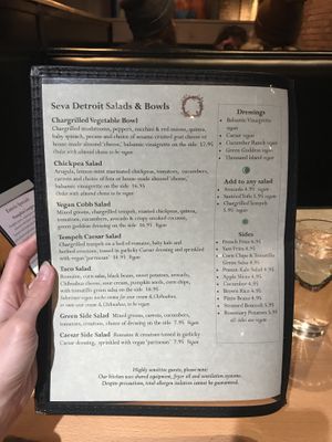 Salads  at Seva in Detroit