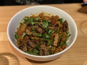 Couscous with tempeh   at Seva in Detroit