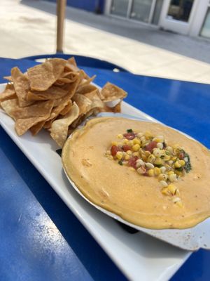 Nachos w vegan queso were great   at Seva in Detroit