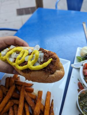Vegan Coney dog at Seva in Detroit