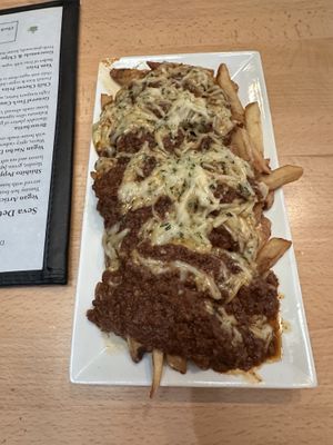 Chil cheese fries   at Seva in Detroit