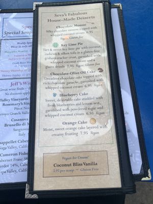 menu 1  at Seva in Detroit