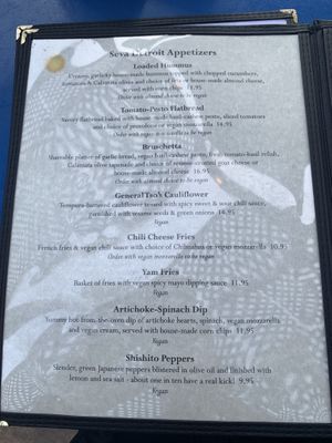 menu 6  at Seva in Detroit