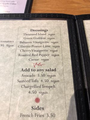 All dressings are vegan! at Seva in Detroit