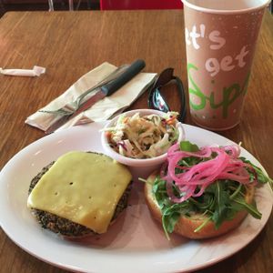 quinoa burger & kale.  at Veggie Grill by Next Level in Beaverton