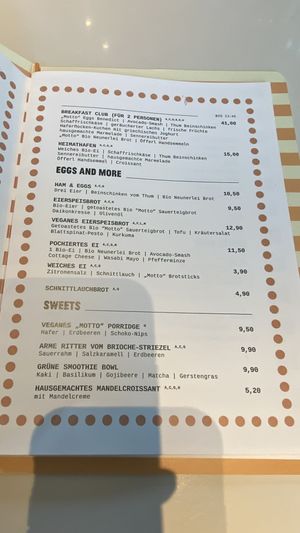 Menu  at Motto am Fluss in Vienna