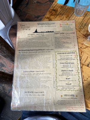 Menu  at The Little Italy in Paris