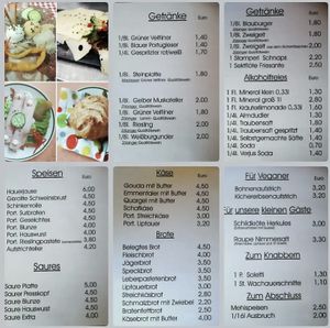 Speisekarte  at Weinparadies Fries in Zoebing