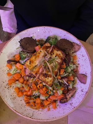Teriyaki tofu bowl + falafel   at Life Alive Organic Cafe in Cambridge
