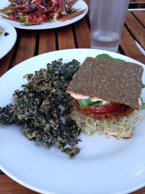 Sundried tomato and walnut burger. The BOMB! at PEACE PIES in Encinitas