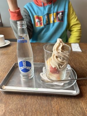 Float before pouring in the soda water  at Chocho Kobaru Coffee in Kyoto