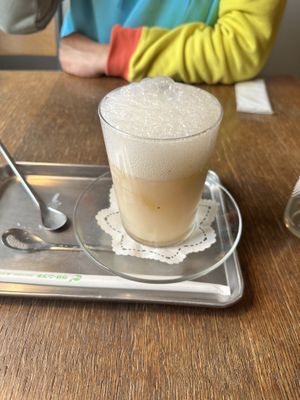 After pouring in the soda!   at Chocho Kobaru Coffee in Kyoto