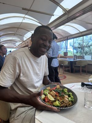 Delicious satay noodle with vegetables and tofu  at Walpa Lobby Bar in Yulara
