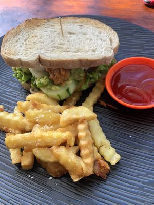 Vegan tempeh burger  at Cookies Coffee Shop and Foods in Lembongan