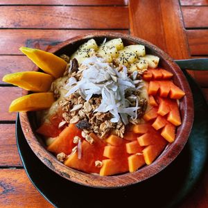Smoothie Bowl with mango, banana, coconut, granola, pineapple and more!  at Cookies Coffee Shop and Foods in Lembongan