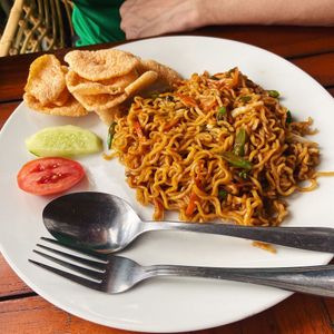 Mi Goreng (didn’t trust the crackers after the fried egg incident so just left them)  at Cookies Coffee Shop and Foods in Lembongan