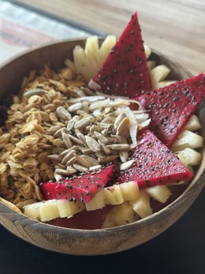 Dragon fruit smoothie bowl. Alright  at Cookies Coffee Shop and Foods in Lembongan