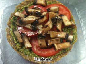 pesto-portobella mini pizza at Cafe L.O.V.E. in Durham