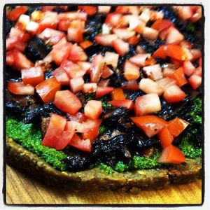 Pesto-Portabella Pizza at Cafe L.O.V.E. in Durham