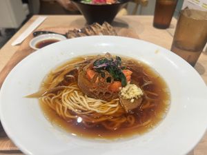 Soy Sauce ramen  at Ippudo 博多 一風堂 Plant Based Studio in Tokyo