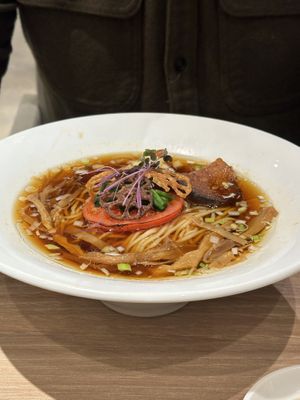 Plant based shoyu ramen  at Ippudo 博多 一風堂 Plant Based Studio in Tokyo