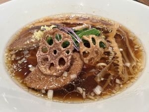 Shoyu ramen  at Ippudo 博多 一風堂 Plant Based Studio in Tokyo