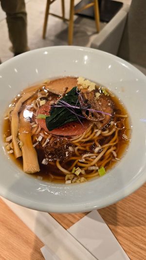 "Rich aromatic shoyu ramen from mother earth" at Ippudo 博多 一風堂 Plant Based Studio in Tokyo