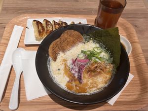 Vegan tonkotsu + gyoza  at Ippudo 博多 一風堂 Plant Based Studio in Tokyo