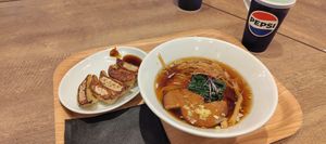 Vegan Ramen with vegan gyoza at Ippudo 博多 一風堂 Plant Based Studio in Tokyo
