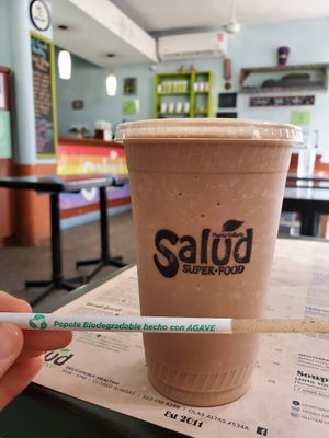 Moca Loca + eco friendly straws at Salud Super Food in Puerto Vallarta
