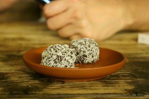 chocolate balls at Carob Restaurant in Amman