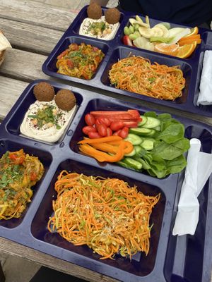 Brekkie with veggies instead of fruit (special request)  at Carob Restaurant in Amman