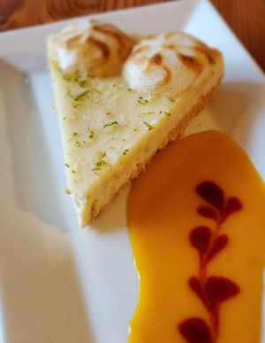 The only vegan key lime pie we found in Key West at The Cafe in Key West