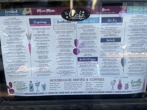 menu in front window at The Cafe in Key West