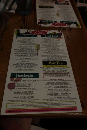 Menu at The Cafe in Key West