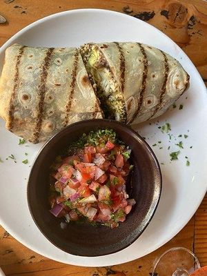 Vegan/gluten-free Tofu scramble breakfast burrito at The Cafe in Key West