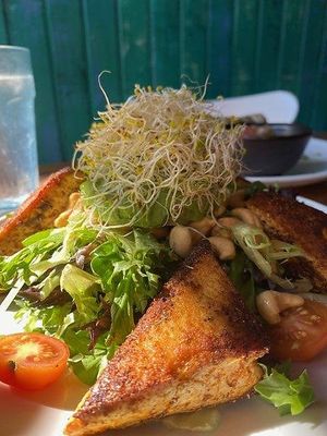 Amazing Blackened Tofu Salad with a miso ginger dressing! at The Cafe in Key West