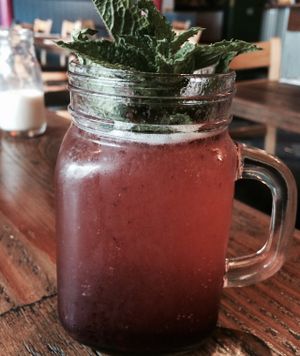 Blackberry and Basil infused champagne cocktail at The Cafe in Key West