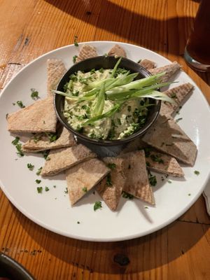 Delicious hummus with warm pita  at The Cafe in Key West