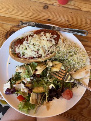 Meatball parm. Salad was so good!  at The Cafe in Key West