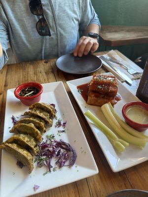 spinach gyoza and tofu wings   at The Cafe in Key West