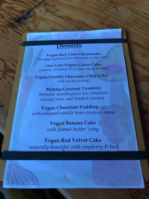 Dessert menu at The Cafe in Key West