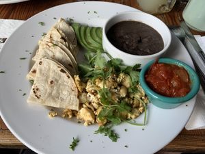 Panchos Huevos Rancheros with Tofu Scramble at The Cafe in Key West
