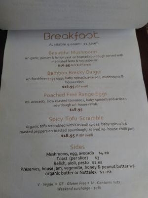 menu at Bamboo Buddha in Holgate